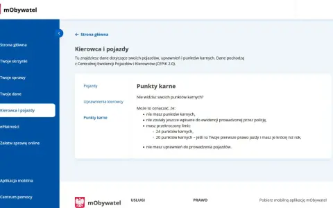 Sprawdź swoje punkty karne w aplikacji mObywatel. Dowiedz się, dlaczego możesz ich nie widzieć.