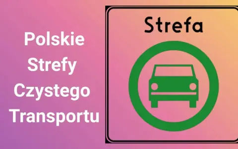 Znak informuje o polskich strefach czystego transportu, jak w Krakowie. Zielony symbol samochodu w okręgu.